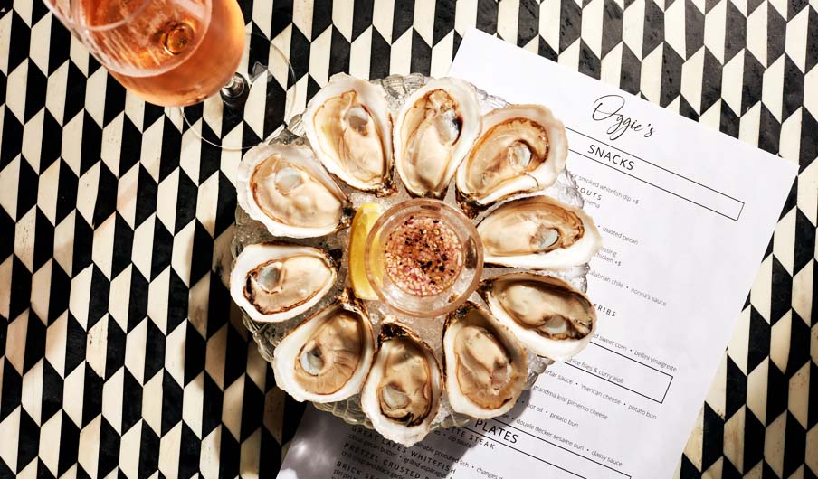 Oysters and Wine at Oggies Kitchen Bar Downtown Milwaukee